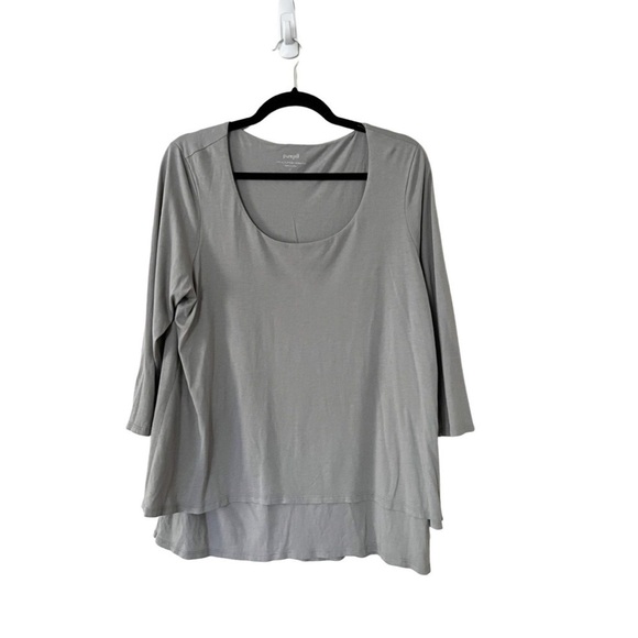J JILL Pure Elliptical Layered Top Light Gray Large - Picture 2 of 7